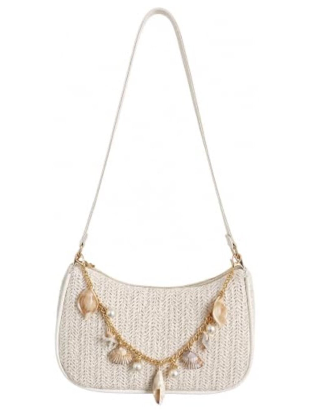Beaded Woven Shoulder Bag for Beach Vacation